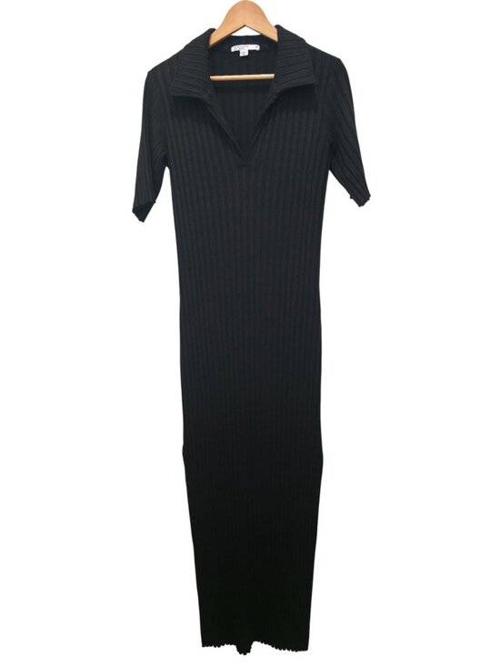 Stateside Dresses & Skirts - Anthropologie x Stateside Black Ribbed V-Neck Maxi Dress w/ Side Slits Sz M
